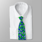 Clover-patroon 01w blauw BG Stropdas (Gebonden)