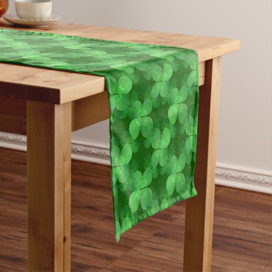 Clover Pattern Irish Shamrock Bold Botanical Korte Tafelloper (Voorbeeld)