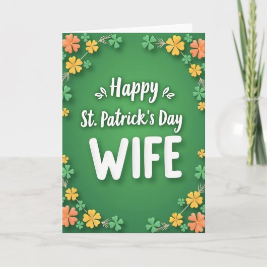 Clover Pattern Wife St Patricks Card Kaart (Voorkant)