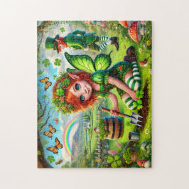 Clover Pixie Puzzel, Fee Leprechaun St. Patrick's Legpuzzel