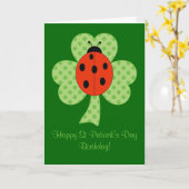 Clover Polka dots Ladybug St Patricks Day Birthday Kaart (Gele Bloem)