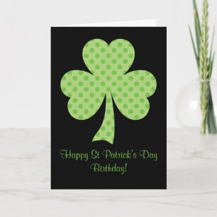 Clover Polka dots St Patricks Day Verjaardag zwart Kaart
