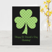 Clover Polka dots St Patricks Day Verjaardag zwart Kaart (Gele Bloem)