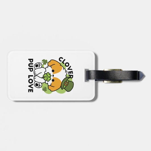 Clover Pup Love - St. Patrick's Day Dog Design Bagagelabel (Achterkant horizontaal)