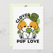 Clover Pup Love - St. Patrick's Day Dog Design Feestdagenkaart (Voorkant / Achterkant)