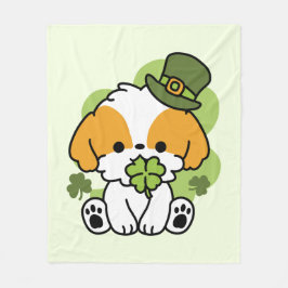 Clover Pup Love - St. Patrick's Day Dog Design Fleece Deken