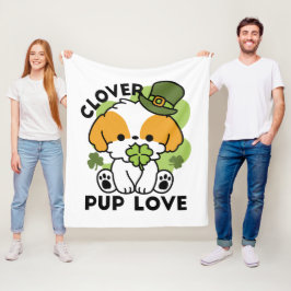 Clover Pup Love - St. Patrick's Day Dog Design Fleece Deken