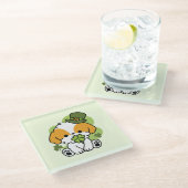 Clover Pup Love - St. Patrick's Day Dog Design Glazen Onderzetter (Schuin)