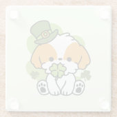 Clover Pup Love - St. Patrick's Day Dog Design Glazen Onderzetter (Achterkant)