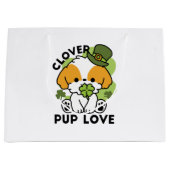 Clover Pup Love - St. Patrick's Day Dog Design Groot Cadeauzakje (Voorkant)