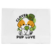 Clover Pup Love - St. Patrick's Day Dog Design Groot Cadeauzakje (Achterkant)