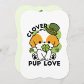 Clover Pup Love - St. Patrick's Day Dog Design Kaart (Voorkant / Achterkant)