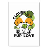 Clover Pup Love - St. Patrick's Day Dog Design Kaart (Voorkant)