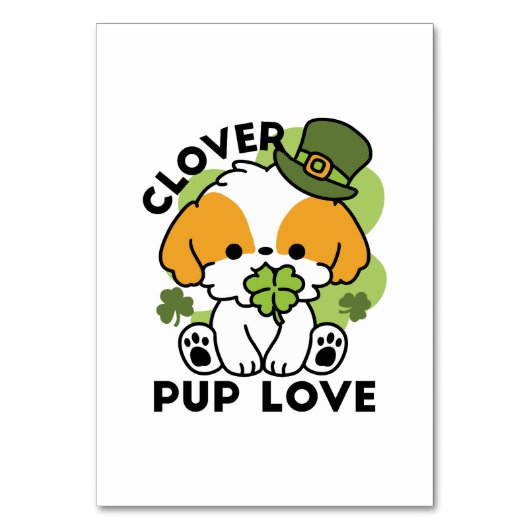 Clover Pup Love - St. Patrick's Day Dog Design Kaart (Voorkant)