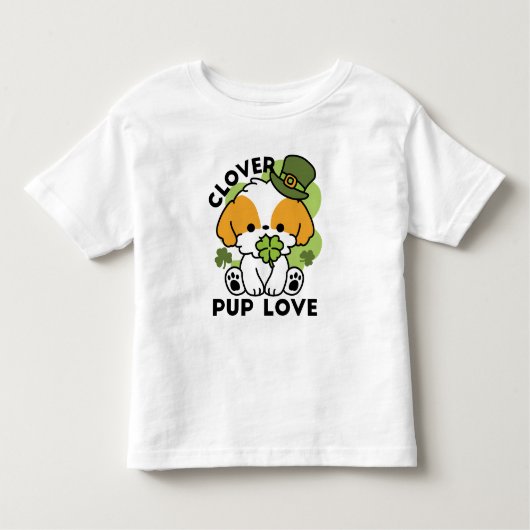 Clover Pup Love - St. Patrick's Day Dog Design Kinder Shirts (Voorkant)