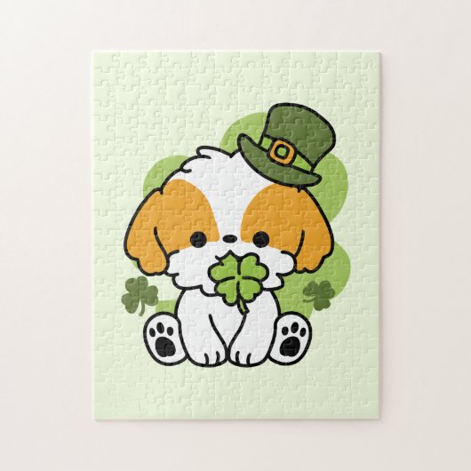 Clover Pup Love - St. Patrick's Day Dog Design Legpuzzel (Verticaal)