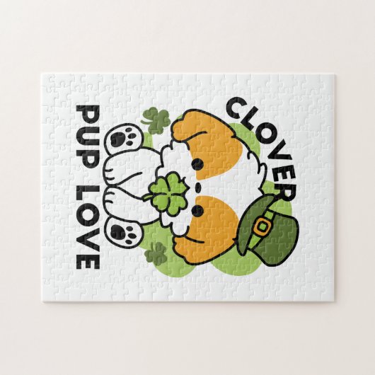 Clover Pup Love - St. Patrick's Day Dog Design Legpuzzel (Horizontaal)