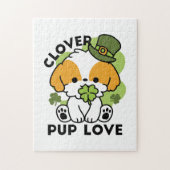 Clover Pup Love - St. Patrick's Day Dog Design Legpuzzel (Verticaal)
