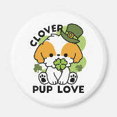 Clover Pup Love - St. Patrick's Day Dog Design Magneet (Voorkant)