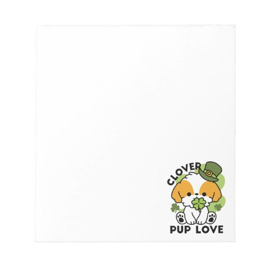 Clover Pup Love - St. Patrick's Day Dog Design Notitieblok (Voorkant)