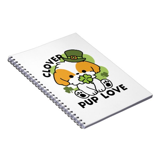 Clover Pup Love - St. Patrick's Day Dog Design Notitieboek (Rechterzijde)