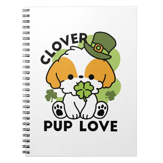 Clover Pup Love - St. Patrick's Day Dog Design Notitieboek (Voorkant)