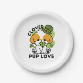 Clover Pup Love - St. Patrick's Day Dog Design Papieren Bordje (Voorkant)