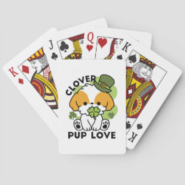 Clover Pup Love - St. Patrick's Day Dog Design Pokerkaarten