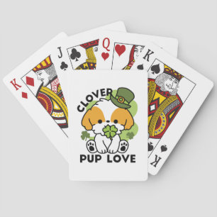 Clover Pup Love - St. Patrick's Day Dog Design Pokerkaarten