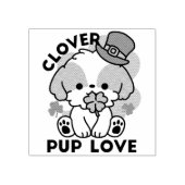 Clover Pup Love - St. Patrick's Day Dog Design Rubberstempel (Afrduk)