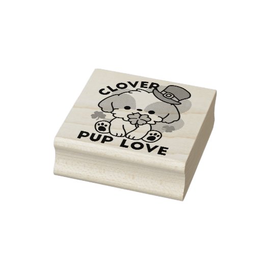 Clover Pup Love - St. Patrick's Day Dog Design Rubberstempel (Stempel)