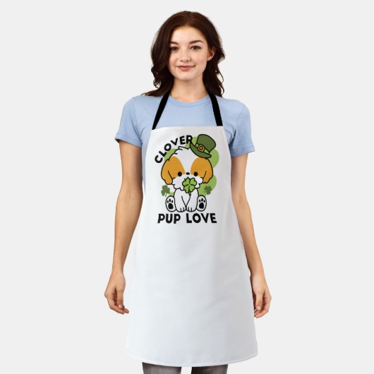 Clover Pup Love - St. Patrick's Day Dog Design Schort (Gedragen)