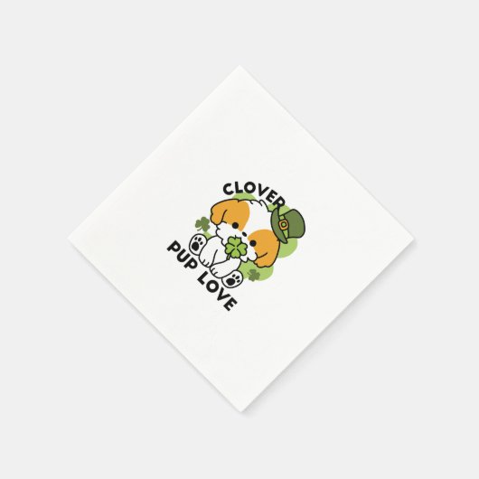 Clover Pup Love - St. Patrick's Day Dog Design Servet (Hoek)