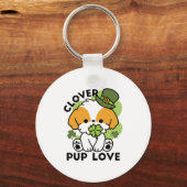 Clover Pup Love - St. Patrick's Day Dog Design Sleutelhanger (Achterkant)