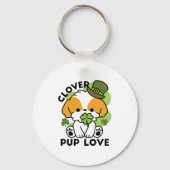 Clover Pup Love - St. Patrick's Day Dog Design Sleutelhanger (Achterkant)