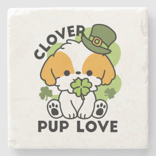 Clover Pup Love - St. Patrick's Day Dog Design Stenen Onderzetter