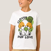 Clover Pup Love - St. Patrick's Day Dog Design T-shirt (Voorkant)