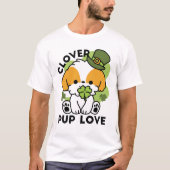 Clover Pup Love - St. Patrick's Day Dog Design T-shirt (Voorkant)