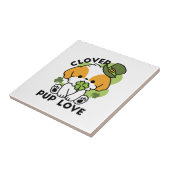 Clover Pup Love - St. Patrick's Day Dog Design Tegeltje (Zijkant)