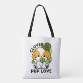Clover Pup Love - St. Patrick's Day Dog Design Tote Bag (Achterkant)
