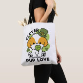 Clover Pup Love - St. Patrick's Day Dog Design Tote Bag (Dichtbij)