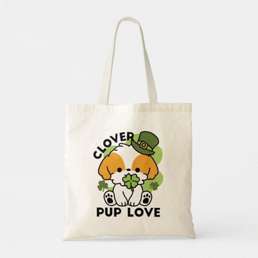 Clover Pup Love - St. Patrick's Day Dog Design Tote Bag (Achterkant)