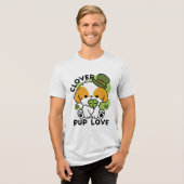 Clover Pup Love - St. Patrick's Day Dog Design Tri-Blend Shirt (Voorkant volledig)