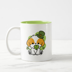 Clover Pup Love - St. Patrick's Day Dog Design Tweekleurige Koffiemok