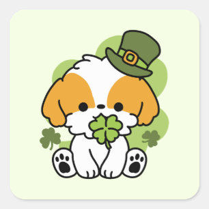 Clover Pup Love - St. Patrick's Day Dog Design Vierkante Sticker
