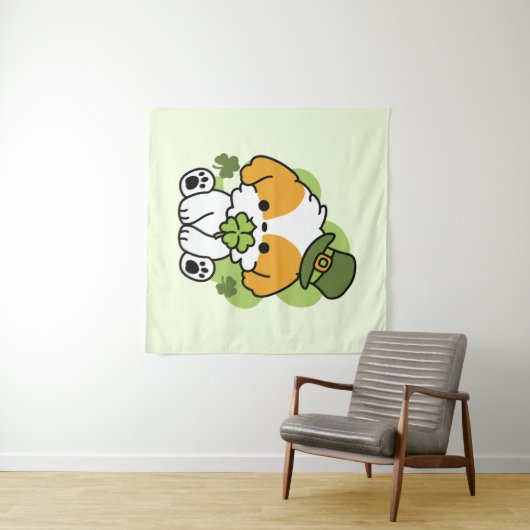 Clover Pup Love - St. Patrick's Day Dog Design Wandkleed (In Situ (horizontaal))