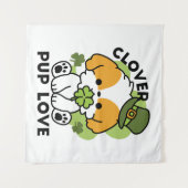 Clover Pup Love - St. Patrick's Day Dog Design Wandkleed (Voorkant (horizontaal))