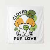 Clover Pup Love - St. Patrick's Day Dog Design Wandkleed (Voorkant)