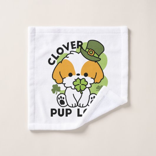 Clover Pup Love - St. Patrick's Day Dog Design Washandje (Wasdoekje)