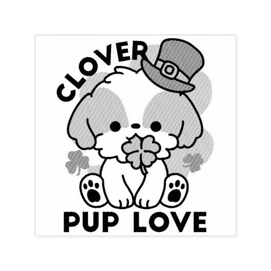 Clover Pup Love - St. Patrick's Day Dog Design Zelfinktende Stempel (Design)
